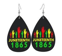 Boucles D'Oreilles En Cuir En Forme De Larme Happy June Teenth Day Freedom 1865 Élégantes Et Belles Les Accessoires De Costume Légères Et Tendance Pour Remise De Diplôme À Porter Au Quotidien