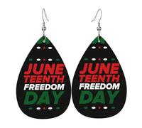 Boucles D'Oreilles En Cuir En Forme De Larme Happy June Teenth Day Freedom 1865 Légères Et Tendance Bijoux Légers En Forme De Larme Parfaits Pour Remise De Diplôme À Porter Au Quotidien