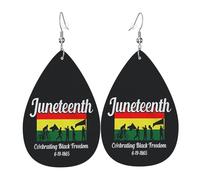 Boucles D'Oreilles En Cuir En Forme De Larme Happy June Teenth Day6 Parfaits Les Accessoires De Costume Légères Et Tendance Pour Remise De Diplôme À Porter Au Quotidien