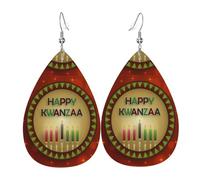 Boucles D'Oreilles En Cuir En Forme De Larme Happy Kwanzaa African Of American Élégantes Et Belles Les Accessoires De Costume Pour Femme Pour Remise De Diplôme Cadeau Tendance
