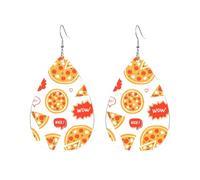 Boucles D'Oreilles En Cuir En Forme De Larme Hot Pizza In The Oven Pattern Élégantes Et Belles Boucles D'Oreilles En Cuir Parfaits Pour Cadeau Tendance Remise De Diplôme