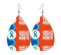 Boucles D'Oreilles En Cuir En Forme De Larme Hunger And Homelessness Awareness Month Boucles D'Oreilles En Cuir Élégantes Et Belles Pour Pour Dames Filles Cadeau Tendance