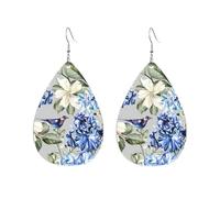 Boucles D'Oreilles En Cuir En Forme De Larme Hydrangea Hibiscus Iris Bird Leafs Légères Et Tendance Accessoires De Mode Balancent Pour Cadeau Tendance Parfaites Pour Les Fêtes