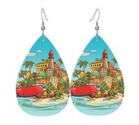 Boucles D'Oreilles En Cuir En Forme De Larme Île De Cuba Balancent Boucles D'Oreilles En Cuir Pour Parfaites Pour Les Fêtes Remise De Diplôme