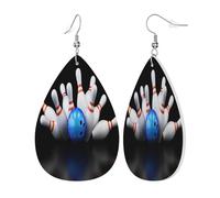 Boucles D'Oreilles En Cuir En Forme De Larme Impression De Bouteille De Bowling Élégantes Et Belles Bijoux Légers En Forme De Larme Pour Parfaites Pour Les Fêtes Remise De Diplôme