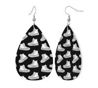 Boucles D'Oreilles En Cuir En Forme De Larme Imprimé De Chaussures En Toile Blanche Élégantes Et Belles Bijoux Légers En Forme De Larme Parfaits Pour Parfaites Pour Les Fêtes 2 Paires