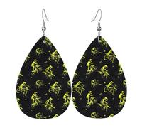 Boucles D'Oreilles En Cuir En Forme De Larme Imprimé Du Motard Vert Légères Et Tendance Bijoux Légers En Forme De Larme Pour Parfaites Pour Les Fêtes Cadeau Tendance