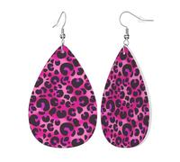 Boucles D'Oreilles En Cuir En Forme De Larme Imprimé Léopard Rose Rouge Élégantes Et Belles Accessoires De Mode Balancent Pour Parfaites Pour Les Fêtes 2 Paires