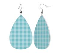 Boucles D'Oreilles En Cuir En Forme De Larme Imprimé Vichy Bleu Clair Légères Et Tendance Bijoux Légers En Forme De Larme Parfaits Pour À Porter Au Quotidien 2 Paires