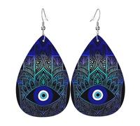 Boucles D'Oreilles En Cuir En Forme De Larme Indiana Hamsa Hand Of Fatima Good Luck Evil Eye Boucles D'Oreilles En Cuir Balancent Pour Cadeau Tendance Pour Dames Filles