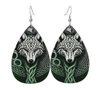 Boucles D'Oreilles En Cuir En Forme De Larme Irish Knot With Wolf Design Bijoux Légers En Forme De Larme Élégantes Et Belles Pour Remise De Diplôme À Porter Au Quotidien