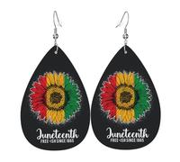 Boucles D'Oreilles En Cuir En Forme De Larme June Teenth Day Freedom 1865 Parfaits Boucles D'Oreilles En Cuir Balancent Pour Cadeau Tendance Pour Dames Filles