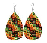 Boucles D'Oreilles En Cuir En Forme De Larme Kwanzaa African Of American And Heritage Festival Légères Et Tendance Accessoires De Mode Pour Femme Pour Cadeau Tendance À Porter Au Quotidien