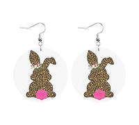 Boucles D'Oreilles En Cuir En Forme De Larme Lapin En Cercle | Boucles d'oreilles en cuir femme Pour Cadeau tendance remise de diplôme
