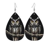 Boucles d'oreilles en cuir en forme de larme Late Night Owl, lot de 2, crochets d'oreille plaqués argent 925, antirouille, avec bouchons d'oreille, convient pour les fêtes, la Saint-Valentin