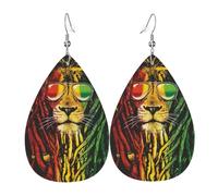 Boucles D'Oreilles En Cuir En Forme De Larme Lion Of Judah Rasta Reggae Art Les Accessoires De Costume Élégantes Et Belles Pour Cadeau Tendance Pour Dames Filles
