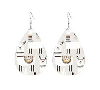 Boucles D'Oreilles En Cuir En Forme De Larme Llama Cactus Hand Drawn Élégantes Et Belles Les Accessoires De Costume Parfaits Pour Dames Filles Cadeau Tendance