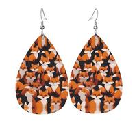 Boucles D'Oreilles En Cuir En Forme De Larme Lots Of Cartoon Little Foxes Pattern Les Accessoires De Costume Légères Et Tendance Pour Parfaites Pour Les Fêtes À Porter Au Quotidien
