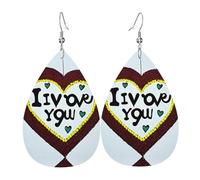 Boucles D'Oreilles En Cuir En Forme De Larme Love Confessions Printed Accessoires De Mode Parfaits Pour Cadeau Tendance À Porter Au Quotidien