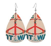 Boucles D'Oreilles En Cuir En Forme De Larme Make Love Not War 1960S Accessoires De Mode Légères Et Tendance Pour À Porter Au Quotidien Parfaites Pour Les Fêtes