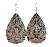 Boucles D'Oreilles En Cuir En Forme De Larme Mayan Calendar End Of The World Élégantes Et Belles Accessoires De Mode Balancent Pour Remise De Diplôme Cadeau Tendance