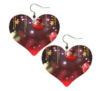 Boucles D'Oreilles En Cuir En Forme De Larme Merry Christmas Ball Heart Parfaits Bijoux Légers En Forme De Larme Légères Et Tendance Pour Cadeau Tendance Pour Dames Filles