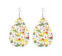 Boucles D'Oreilles En Cuir En Forme De Larme Mexican Taco, Chili And Hat Légères Et Tendance Boucles D'Oreilles En Cuir Femme Pour Parfaites Pour Les Fêtes Dames Filles