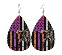 Boucles D'Oreilles En Cuir En Forme De Larme Military American Flag With Guns Bijoux Légers En Forme De Larme Élégantes Et Belles Pour Pour Dames Filles Remise De Diplôme