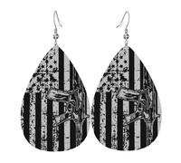Boucles D'Oreilles En Cuir En Forme De Larme Military American Flag With Guns Boucles D'Oreilles En Cuir Légères Et Tendance Pour Remise De Diplôme Pour Dames Filles