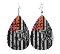 Boucles D'Oreilles En Cuir En Forme De Larme Military American Flag With Guns Boucles D'Oreilles En Cuir Légères Et Tendance Pour Cadeau Tendance Parfaites Pour Les Fêtes