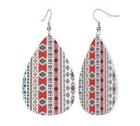 Boucles D'Oreilles En Cuir En Forme De Larme Motifs Ethniques Géométriques Autochtones Parfaits Boucles D'Oreilles En Cuir Pour Parfaites Pour Les Fêtes Cadeau Tendance