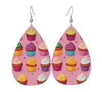 Boucles D'Oreilles En Cuir En Forme De Larme Multicolor Cupcakes Légères Et Tendance Boucles D'Oreilles En Cuir Parfaits Pour Cadeau Tendance Parfaites Pour Les Fêtes