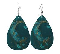 Boucles D'Oreilles En Cuir En Forme De Larme Mystical Florals Moon And Butterfly Femme Les Accessoires De Costume Parfaits Pour À Porter Au Quotidien Parfaites Pour Les Fêtes