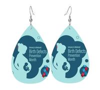 Boucles D'Oreilles En Cuir En Forme De Larme National Birth Defects Awareness Month Accessoires De Mode Élégantes Et Belles Pour Cadeau Tendance Remise De Diplôme