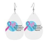 Boucles D'Oreilles En Cuir En Forme De Larme National Birth Defects Awareness Month Accessoires De Mode Pour Femme Pour Pour Dames Filles Remise De Diplôme
