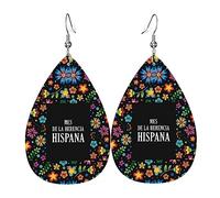 Boucles D'Oreilles En Cuir En Forme De Larme National Hispanic Heritage Month Légères Et Tendance Les Accessoires De Costume Élégantes Et Belles Pour Dames Filles Parfaites Pour Les Fêtes