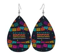 Boucles D'Oreilles En Cuir En Forme De Larme National Hispanic Heritage Month Parfaits Bijoux Légers En Forme De Larme Pour Femme Pour Dames Filles À Porter Au Quotidien