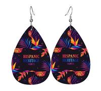 Boucles D'Oreilles En Cuir En Forme De Larme National Hispanic Heritage Month Pour Femme Bijoux Légers En Forme De Larme Parfaits Pour Parfaites Pour Les Fêtes À Porter Au Quotidien