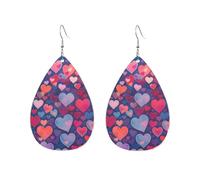 Boucles D'Oreilles En Cuir En Forme De Larme Neon Hearts Shadow Femme Bijoux Légers En Forme De Larme Balancent Pour Cadeau Tendance Dames Filles