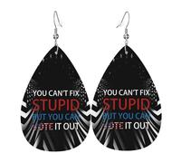 Boucles D'Oreilles En Cuir En Forme De Larme On Ne Peut Pas Guérir La Bêtise Légères Et Tendance Les Accessoires De Costume Balancent Pour Cadeau Tendance 2 Paires