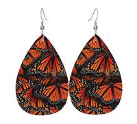 Boucles D'Oreilles En Cuir En Forme De Larme Oranges Monarch Butterflies Accessoires De Mode Parfaits Pour Cadeau Tendance Remise De Diplôme