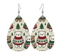 Boucles D'Oreilles En Cuir En Forme De Larme Ours Mignon Et Drôle De Noël Parfaits Boucles D'Oreilles En Cuir Pour Parfaites Pour Les Fêtes Cadeau Tendance