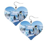 Boucles D'Oreilles En Cuir En Forme De Larme Penguin Antarctica Ice Heart Élégantes Et Belles Accessoires De Mode Parfaits Pour Dames Filles Cadeau Tendance