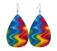 Boucles d'oreilles en cuir en forme de larme pour femme, boucles d'oreilles pendantes légères arc-en-ciel, bijoux tendance, cadeaux pour femmes