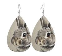 Boucles d'oreilles en cuir en forme de larme pour femme, boucles d'oreilles pendantes légères en forme de lapin dessinées à la main, bijoux tendance cadeaux pour femmes