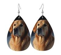 Boucles d'oreilles en cuir en forme de larme pour femme, boucles d'oreilles pendantes légères Golden Retriever, bijoux tendance, cadeaux pour femmes