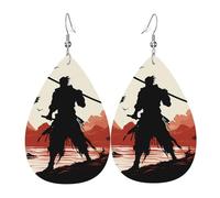 Boucles d'oreilles en cuir en forme de larme pour femme, boucles d'oreilles pendantes légères samouraï, bijoux tendance, cadeaux pour femmes