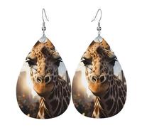 Boucles d'oreilles en cuir en forme de larme pour femme, huile sur toile, fleurs imprimées, boucles d'oreilles pendantes légères, accessoires de bijoux, taille unique, Cuir