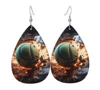 Boucles d'oreilles en cuir en forme de larme pour femme, huile sur toile, fleurs imprimées, boucles d'oreilles pendantes légères, accessoires de bijoux, taille unique, Cuir