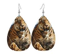 Boucles d'oreilles en cuir en forme de larme pour femme, huile sur toile, fleurs imprimées, boucles d'oreilles pendantes légères, accessoires de bijoux, taille unique, Cuir